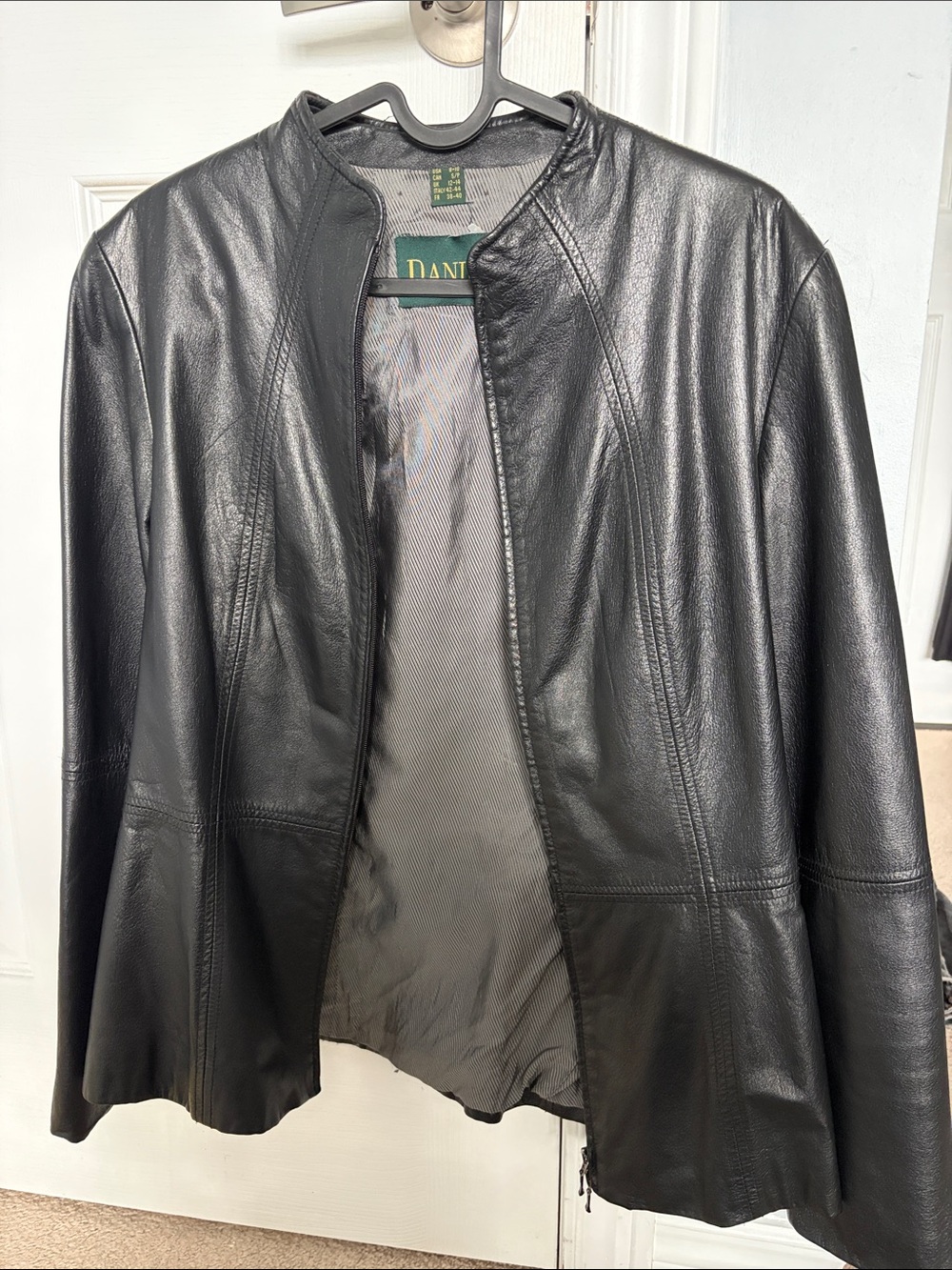 Danier Black Genuine Leather Zip Up Jacket